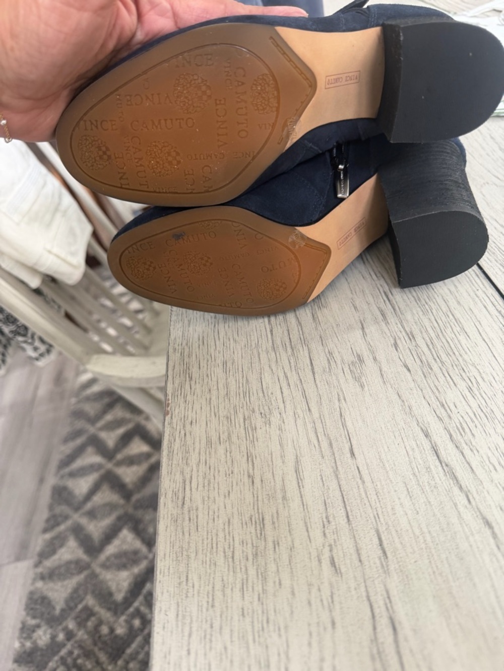 Vince Camuto Simlee Navy Suede Buckle Ankle Boots 7.5 M EUC - Picture 7 of 7